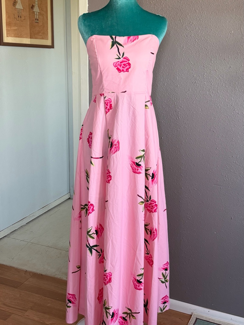 Pink Strapless Floral Maxi Dress - Picture 5 of 5